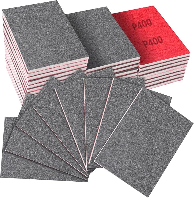 32-Pack 3x4 Inch 400 Grit Hook & Loop Sanding Sponges by KQCXIKUSA