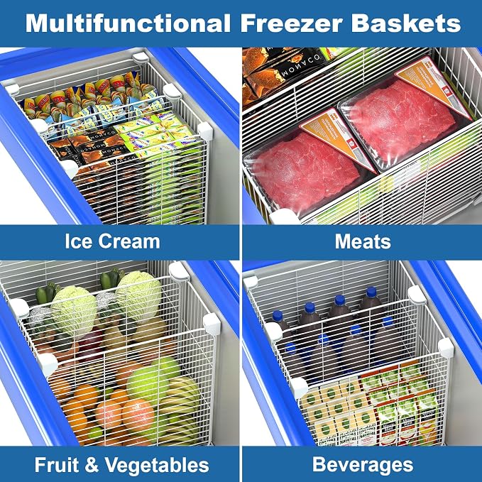 Deep Freezer Organizer Bin 13.8"x13.8"x13.8", Vertical Sides Wire Freezer - Image 7