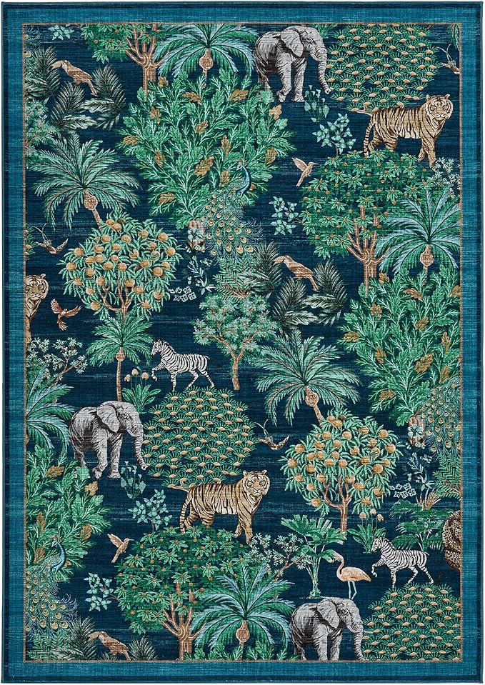 GarveeHome Jungle Animal Print Rug 4x6 Washable Area Rugs - Image 4