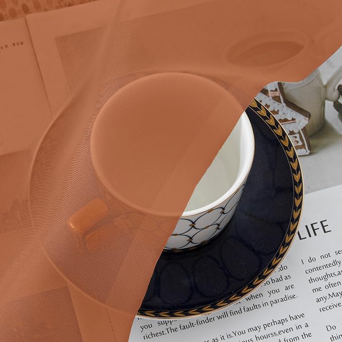 Chyhomenyc Sheer Orange Tier Curtains 24 Inch Length, Small Window Curtains - Image 6
