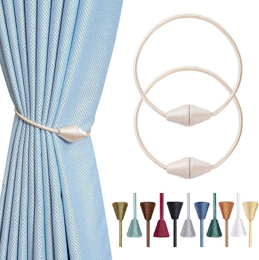 2 PCS Magnetic Curtain Tiebacks, European Style Convenient Drape Tie Backs by YUNTUOO