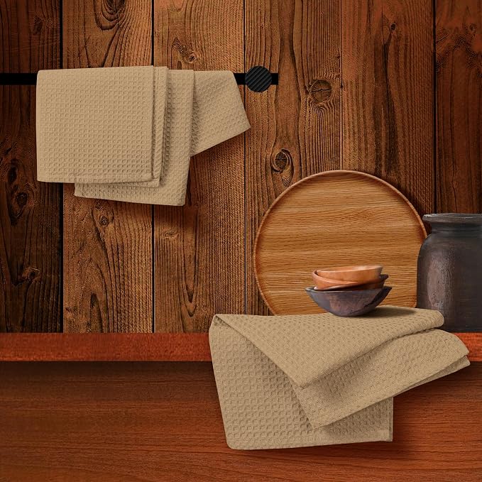 Beige Waffle Kitchen Towels, 16x26 Inches, 100% Cotton, Quick Drying, Machine - Image 5