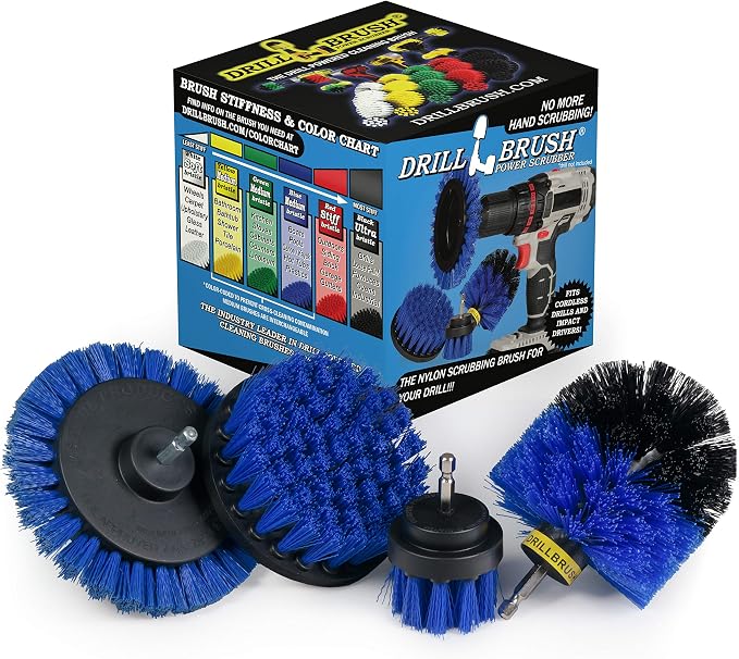 Drillbrush Blue – Boat Cleaning Drill Brush Attachment Set – Aluminum by Drillbrush