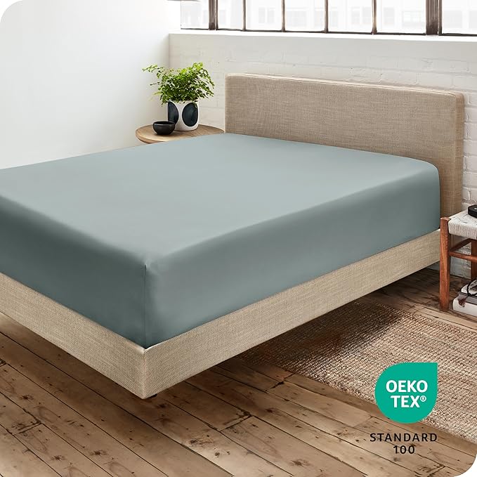 Bare Home Fitted Bottom Sheet Twin Extra Long Size - Premium 1800 Microfiber - Ultra-Soft Hotel Luxury - Deep Pocket - Durable and Long Lasting (Twin, Sea Spray)