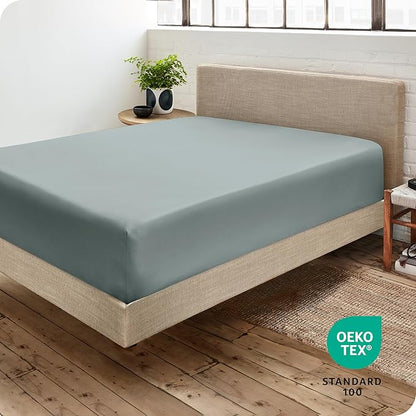 Bare Home Fitted Bottom Sheet Twin Extra Long Size - Premium 1800 Microfiber - Ultra-Soft Hotel Luxury - Deep Pocket - Durable and Long Lasting (Twin, Sea Spray)
