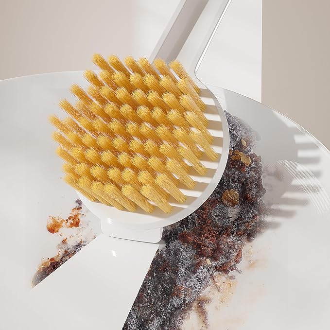 Kitchen Cleaning Brush, Pot Dish Brush Pots Comfortable Long Built-in Scraper - Image 5