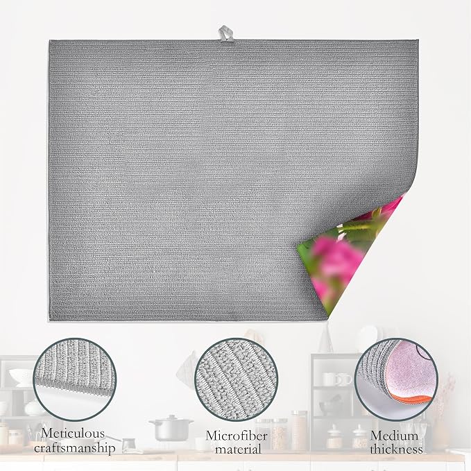 Pink Roses Flowers Dish Drying Mat - Image 4