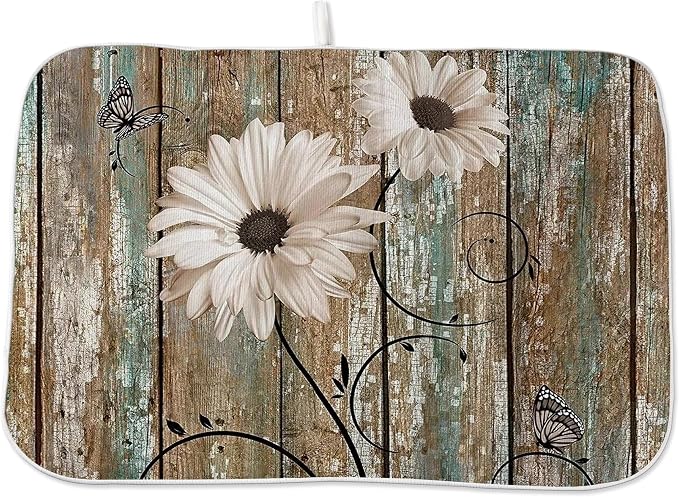 Floral Dish Drying Mat 18x24 Inches by OFIRD