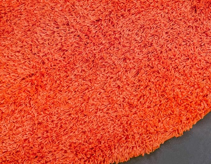 Unique Loom Solid Shag Collection Area Rug (8' Round, Tiger Orange)