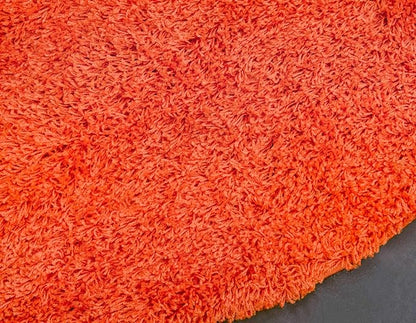 Unique Loom Solid Shag Collection Area Rug (8' Round, Tiger Orange)