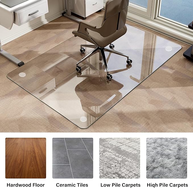 48" x 80" Tempered Glass -Glass Chair Mat, Heavy Duty Hard Floor Mat - Image 7