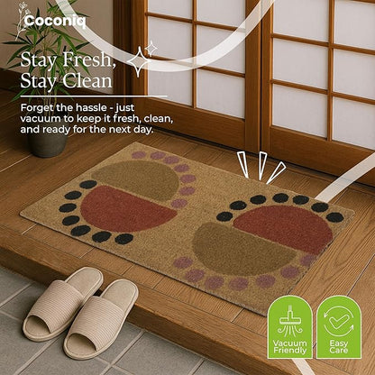 Coir Door Mats 17" X 30", Non-Slip Sturdy, PVC Backed Heavy Duty, Easy to Clean, Ideal for Door Entrance, Patio, Porch, Backyard, Garages, The Geo Circles