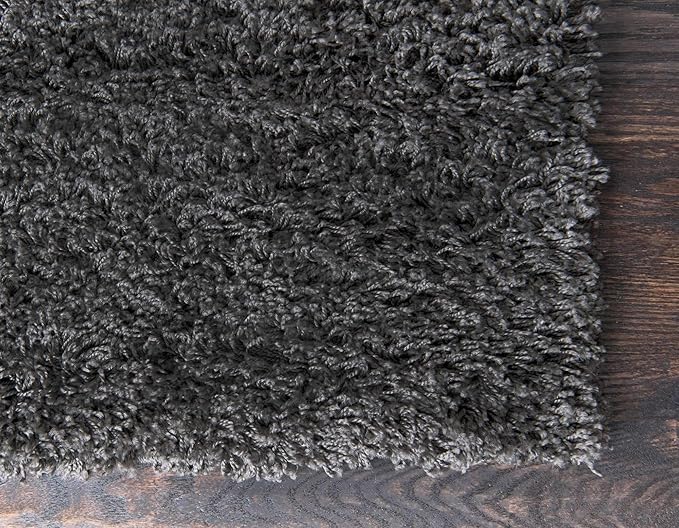 Unique Loom Solid Shag Collection Area Rug (7' 10" x 10' Rectangle, Graphite Gray)
