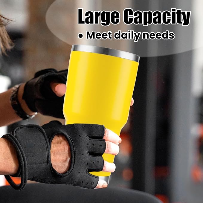 D·S 30oz Yellow Tumbler Stainless Steel Insulated Travel Mug - Image 6