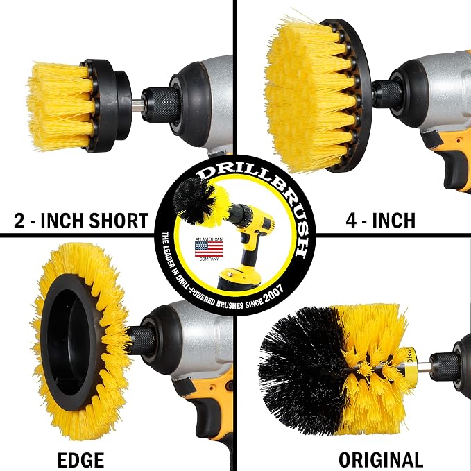 Yellow Drill Brush Attachments for Cleaning Shower, Bathroom - Image 7