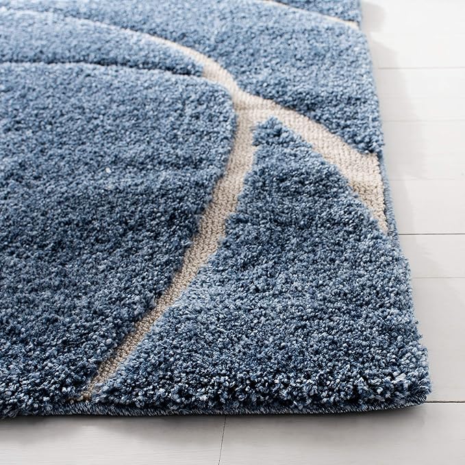 SAFAVIEH Florida Shag Collection Runner Rug - 2'3" x 13', Light Blue & Cream, Non-Shedding, 1.2-inch Thick, Ideal for Living Room, Hallway, Foyer, Bedroom (SG471-6011-213)