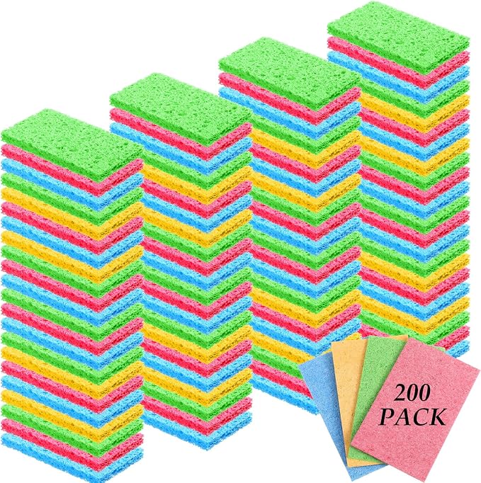 Zhengmy 200 Pieces Sponges Kitchen Compressed Sponges Bulk Natural Dish Sponge by Zhengmy