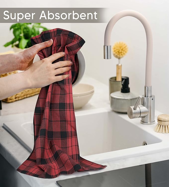 Utopia Towels Red & Black Dish Towels 100% Ring Spun Cotton Highly Absorbent & - Image 3