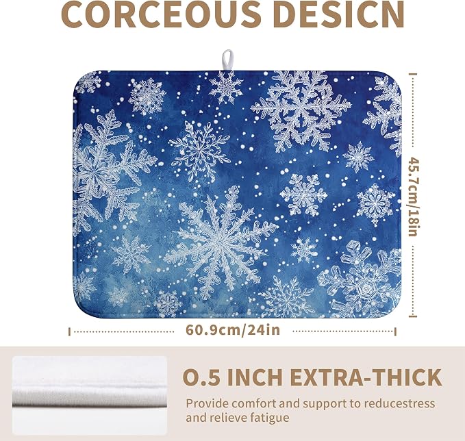 Winter Blue Snowflake Dish Drying Mat - Image 2