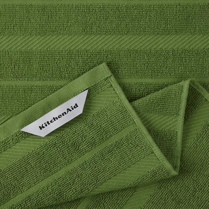 KitchenAid Albany Kitchen Towel 4-Pack Set, Matcha Green/White - Image 3