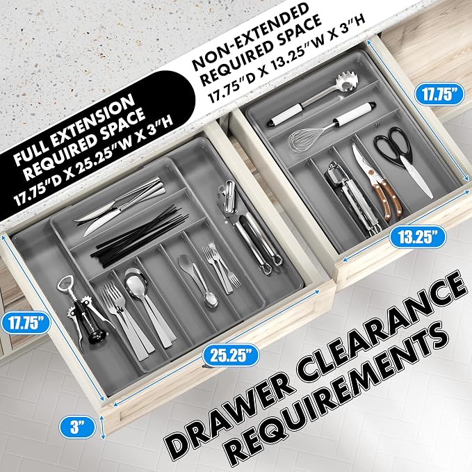 Simple Houseware Expandable Kitchen Drawer Flatware Organizer - Image 2
