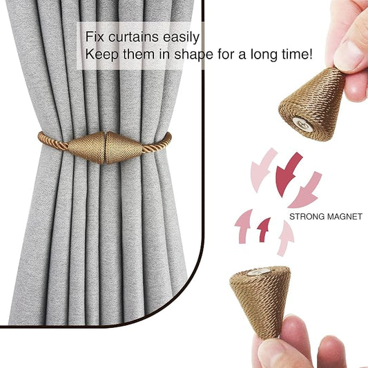 2 Pack Magnetic Curtain Tiebacks Rope Modern Handmade Curtain Tie Backs - Image 2