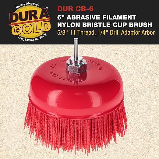 Dura-Gold 6" Abrasive Filament Nylon Bristle Cup Brush - Image 2