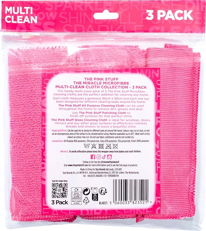 Stardrops – The Pink Stuff – Miracle Microfibre Cloth Collection 3 Pack - Image 2