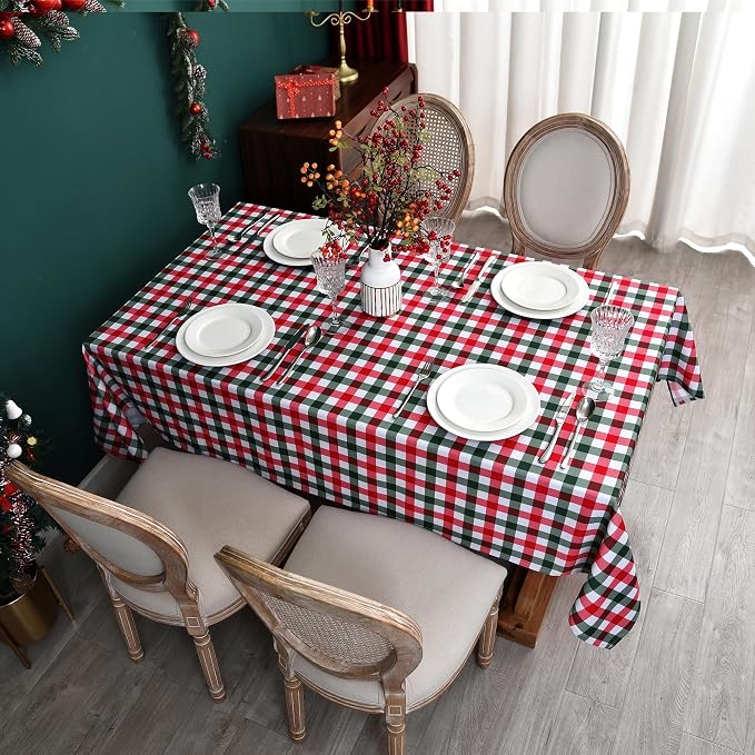 Classic Gingham Buffalo Xmas Tablecloth Fabric - Image 4