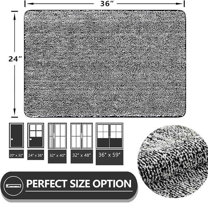 REFETONE Indoor Doormat, Front Door Mat 24"x36" Absorbent Rubber Backing Non - Image 2