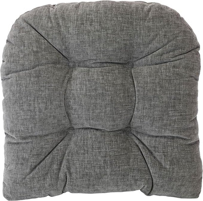 Klear Vu Gripper Overstuffed Universal Non-Slip Dining Chair Cushions for Kitchen Decor or Office Use, U-Shaped Skid-Proof Seat Pad, 17x17 Inches, 2 Count (Pack of 1), Plush Gray