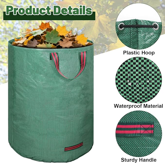 72 Gallons Reusable Yard Waste Bags, 3 Packs Lawn and Leaf Bags - Image 4