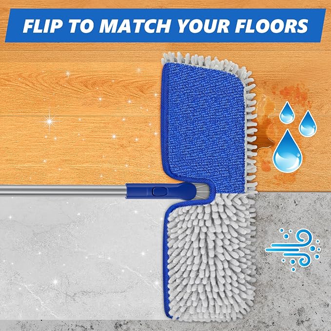 2-Sided Microfiber Dust Mop: Dry Flat Wall Mop - Image 2