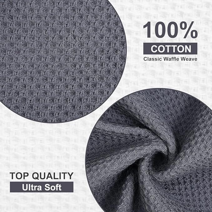 Kitinjoy 100% Cotton Waffle Weave Kitchen Towels - Image 2