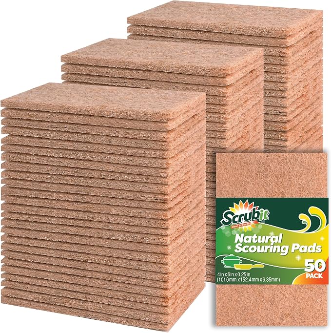 SCRUBIT 50 Pack Natural Scouring Pads by SCRUBIT