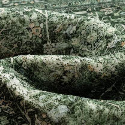 Green Area Rug 2x3 Entryway Washable Soft Carpet Vintage Non Slip Indoor Kitchen Entrance Door Mat Traditional Retro Distressed Small Thicker Throw Rug Bathroom Laundry Bedroom
