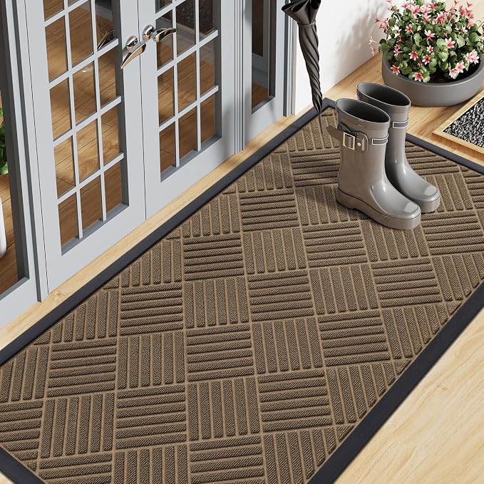 Smiry Front Door Mat Outside Entrance, Heavy Duty Outdoor Indoor Natural Rubber by Smiry