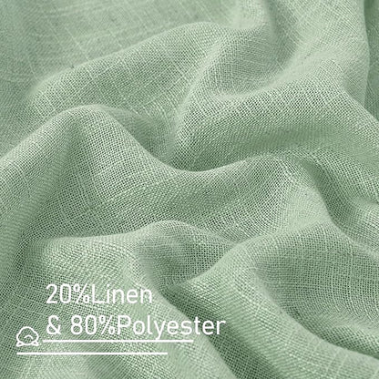 LAMIT Semi Sheer Window Linen Curtains 63 Inch Length, Light Filtering Panels Back Tab and Rod Pocket Country Decor Drapes for Bedroom/Living Room, Fresh Green, 2 Panels, 34 x 63 Inch