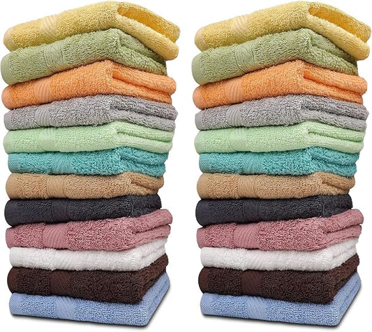 ZUPERIA 100% Cotton Bath Wash Cloths 24 Pack by Zuperia