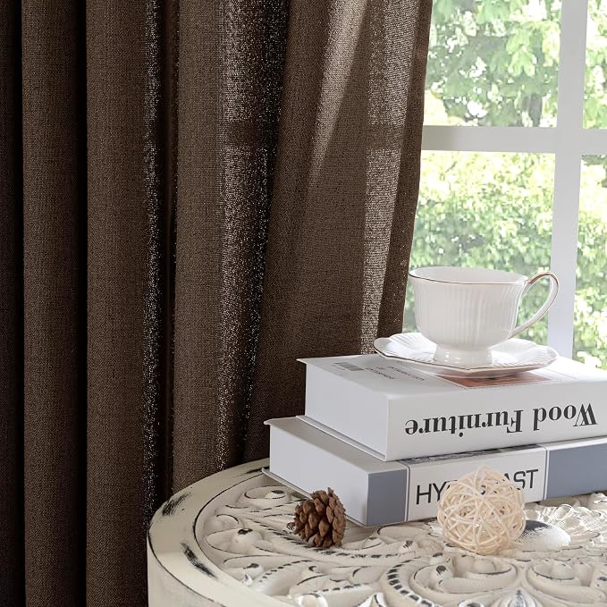 YoungsTex Brown Linen Cafe Curtains 36 Inches Long - Image 8
