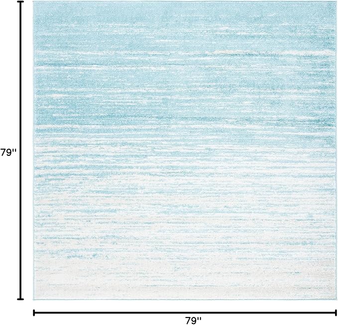 SAFAVIEH Adirondack Collection Area Rug - 6'7" Square, Aqua & Ivory, Modern Ombre Design, Non Shedding & Easy to Clean, Ideal for Living Room, Bedroom, Office, Dining Space (ADR113J)