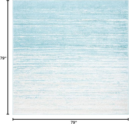 SAFAVIEH Adirondack Collection Area Rug - 6'7" Square, Aqua & Ivory, Modern Ombre Design, Non Shedding & Easy to Clean, Ideal for Living Room, Bedroom, Office, Dining Space (ADR113J)