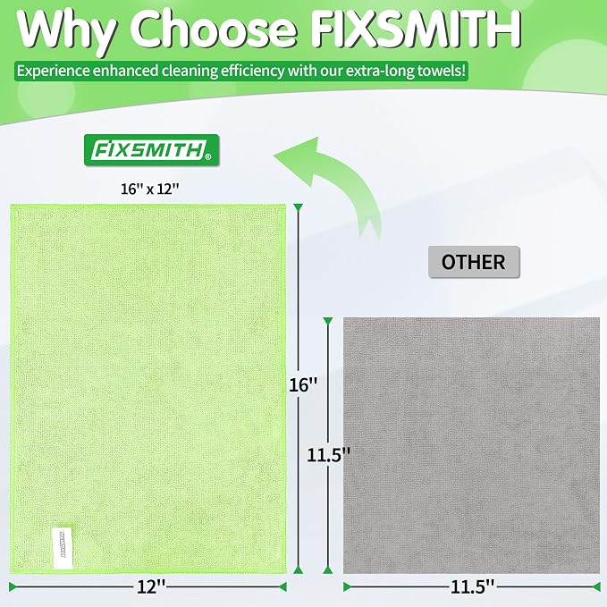 FIXSMITH Sage Green Microfiber Cleaning Cloth -Pack of 8, Highly Absorbent - Image 3