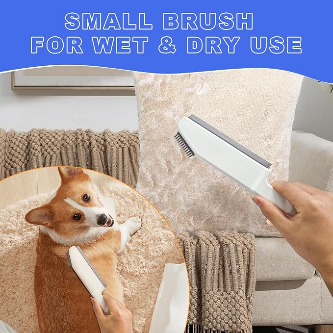 Rubber Broom Carpet Brush with Squeegee, Pet Hair Remover with 52.8 inches Long - Image 5