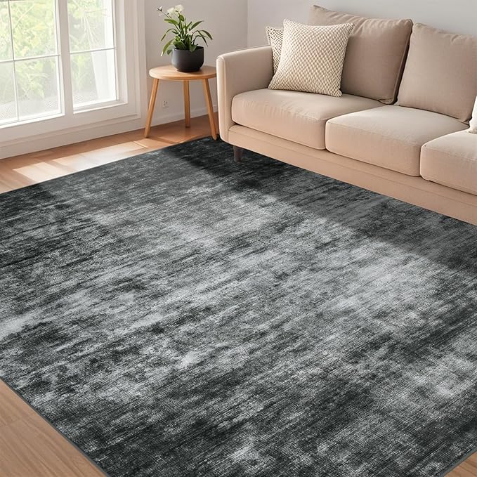 WILLSUN Washable Area Rugs, 5x7 Non-Slip Boho Large Area Rugs for Living Room, Bedroom, Machine Washable Vintage Rug, Indoor Floral Print Carpet for Home Decor, Kid & Pet Friendly Mat
