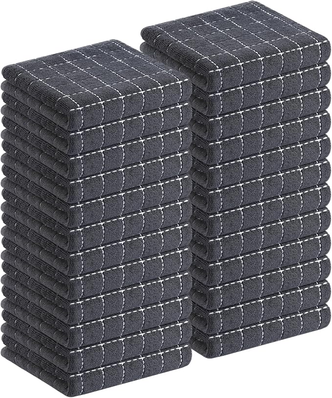 Homaxy 100% Cotton Terry Kitchen Towels, Checkered Designed, Soft and Super by Homaxy
