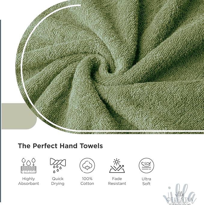 100% Cotton Hand Towel Set of 2, Sustainable, Highly Absorbent, Quick Drying - Image 3