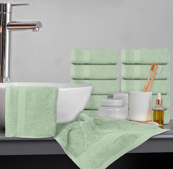 White Classic Luxury Cotton Washcloths 13x13 Inch - Image 6