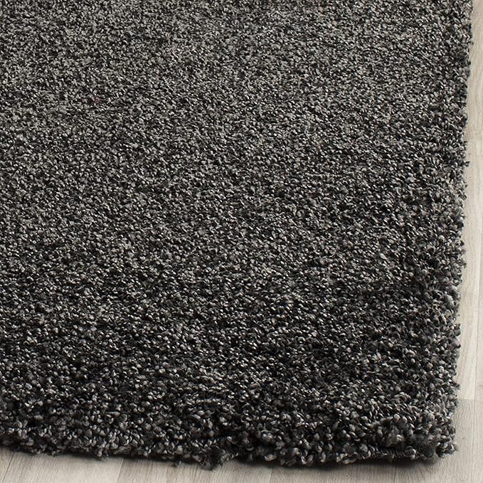 SAFAVIEH Milan Shag Collection Accent Rug - 3' x 5', Dark Grey, Solid Design, Non-Shedding & Easy Care, 2-inch Thick Ideal for High Traffic Areas in Entryway, Living Room, Bedroom (SG180-8484)