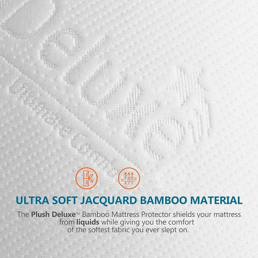 PlushDeluxe Premium Bamboo Mattress Protector – Queen Size, Waterproof - Image 2